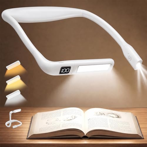 Reading Light with Power Display, Timer, Upgraded Neck Book Light - color: White
