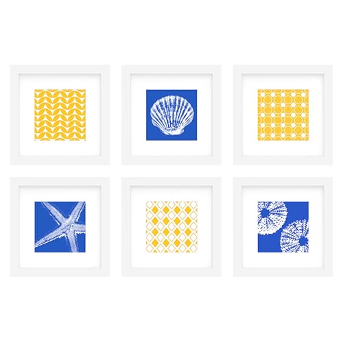 An&He 6x6 Picture Frames Set of 6, Displays 4x4 with Mat or 6x6 Without Mat Photos, Square Collage Wall Decor for Gallery, Tabletop & Wall Decor, White - color: White-6, size: 6x6