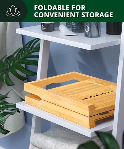 ROYAL CRAFT WOOD Premium Foldable Bathtub Tray Caddy - Wood Bath Tray for Tub, Bamboo Shelf, Expandable Bath Table Trays, Bathtub & Bathroom Accessories for New Home & Mothers, Birthday Gifts for Mom - color: Natural Bamboo