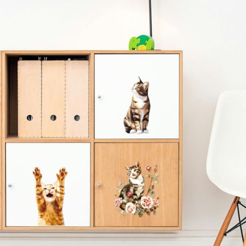 Peacoblue Cute Cats Rub On Transfers for Furniture Craft 6"x12" - style: Cute Cats
