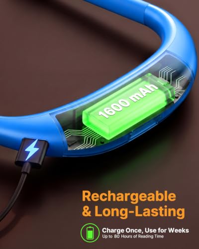 Neck Book Light with Storage Case, 3 Color Dimmable Reading Light - color: Blue Light with Storage Case