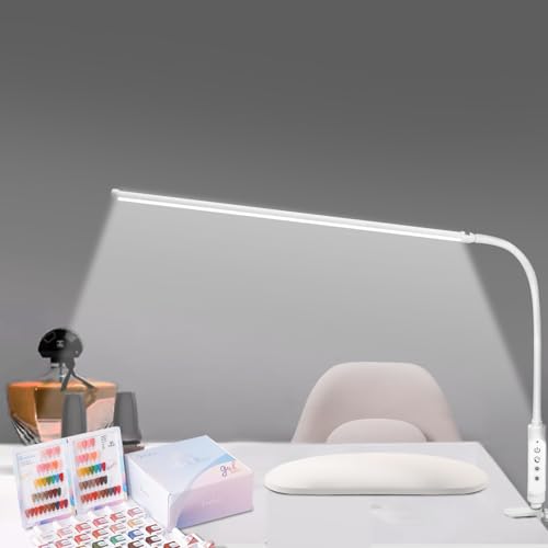 CGBE Nail Light for Desk, 23.6" Nail Desk Lamp with 360° Flexible Gooseneck - color: White-Clip