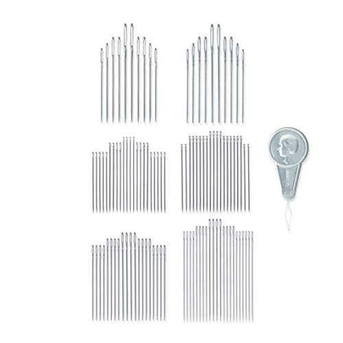 Dritz 128 Deluxe Hand Needles with Needle Threader, Assorted Styles & Sizes (100-Count) - style: Deluxe Hand Needles with Needle Threader