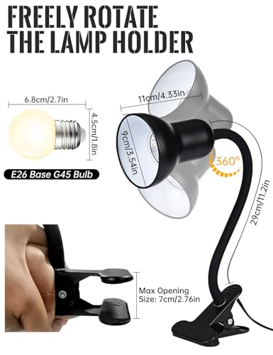 Clip On Gooseneck Lamp - 300W Max, Ceramic Fire-Resistant E26 Socket, Classic Durable Switch, Adjustable Flexible Clamp Light for Desk, Workbench, Bed Headboard, Table, Grow (Standard Clip Desk Light) - color: Standard Clip Desk Light