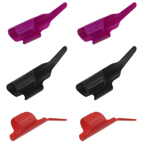 LBTODH 6PCS Sewing Tools Plastic Sewing Fingerthing Pusher Anti-Slip Finger Protectors for Sewing (Black, Red, Purple)