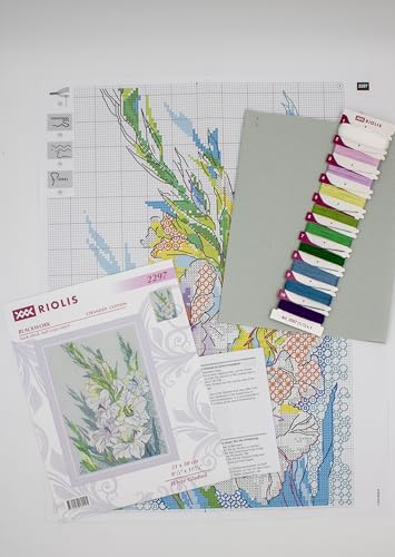RIOLIS 2297 White Gladioli Counted Cross Stitch Kit 8.25 x 11.75 in