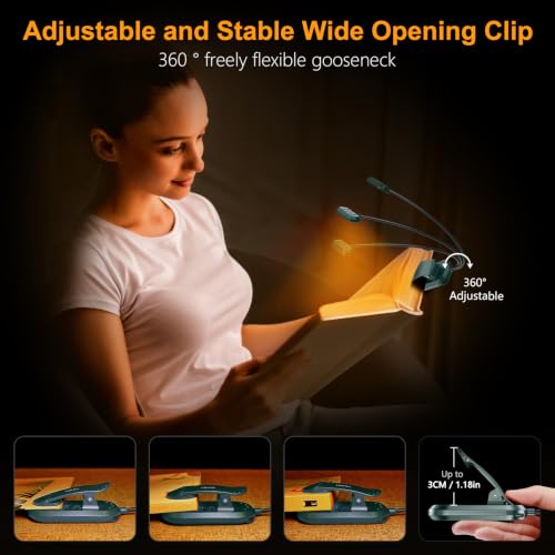 Gritin Rechargeable Book Light for Reading in Bed with 19 LED - color: Aquamarine