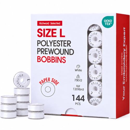 Poolin Size L(SA155) 75D/2(60WT) White Cardboard Sided Embroidery Bobbins - color: White 75D 144PCS