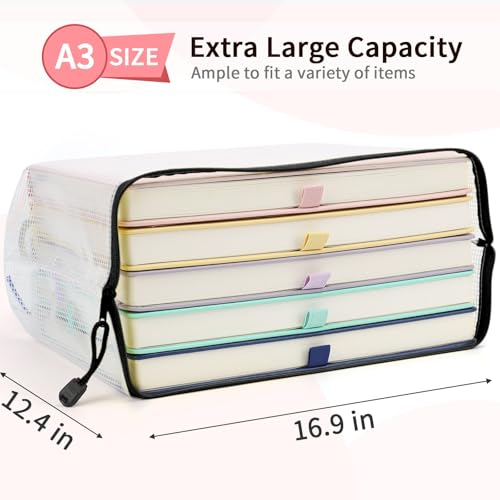 Umriox 12 Pack A3 Mesh Zipper Pouch Bags, Board Game & File Organizer - color: B - Black, size: A3 (16.9x12.4 in)