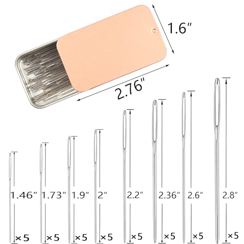 Eketirry 54 PCS Large-Eye Blunt Needles kit, 8 Sizes Stainless Steel Yarn Knitting Sewing Needles, Crafting Weaving Stringing Needles with Threaders and Stitch Markers (Rose Gold) - color: Rose Gold-54pcs