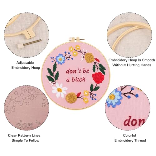 Nuberlic Funny Embroidery Kit for Beginners, Cross Stitch Kits - color: funny