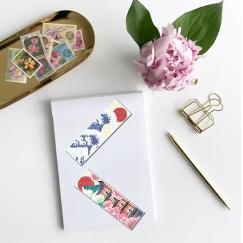 FREEBLOSS 6 Set Cross Stitch Bookmark Kit Japanese Style 8''x2.4'' 11CT - style: Japanese Style