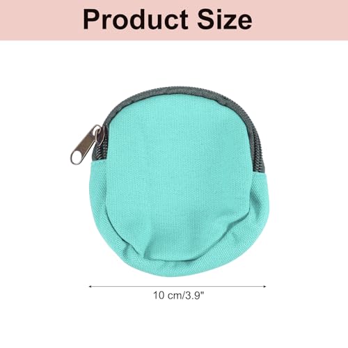 uxcell Mini Canvas Coin Purse Pouch, 3.9" Blank Round Mini Coin Wallet Small Change Purses Portable Organizer Bags with Zipper for Women Men Home DIY, Light Green - color: Light Green