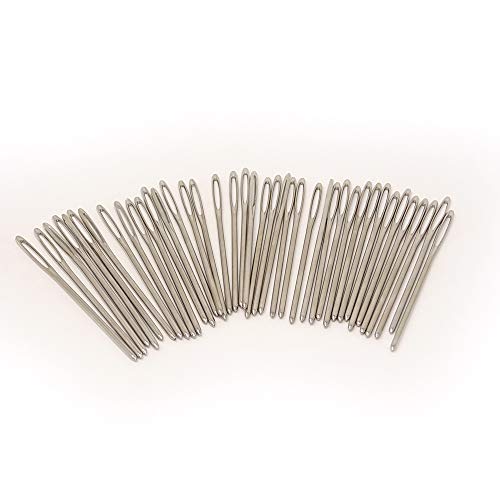 yueton 40pcs 2.7 inch Metal Large Eye Blunt Needles Yarn Needles for Knitting Crochet Projects (Sliver End)