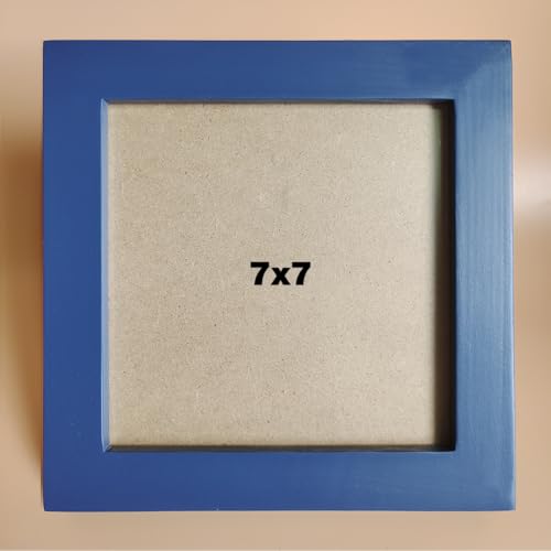 7x7 Picture Frames Blue Square. Solid Wood.Plastic Panel.The Protective Film Must be Removed. - color: Blue, size: 7x7
