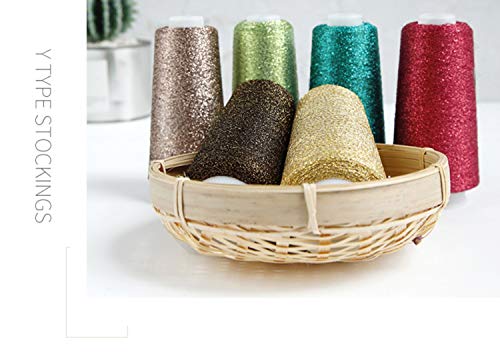 Truevalue 2 Balls Accessory Lurex Yarn, Shining Glitter Metallic Knitting-in Yarn, Sparkle Thread for Knitting and Crochet Sweater Shawl 5000 Yards (Brown Glitter) - color: Brown Glitter