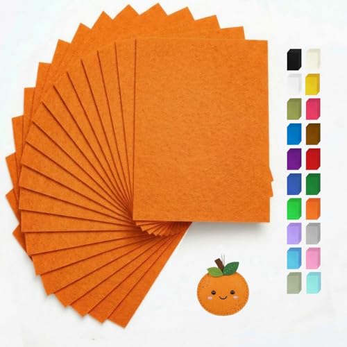 Orange Felt Fabric Stiff Sheets 20 Pcs 8" X 12" 1mm Thick - color: Orange