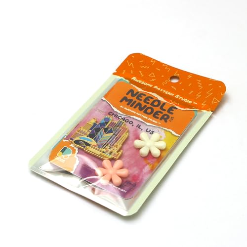 Awesome Pattern Studio Needle Minder Set – Chicago Magnetic Needle Minder + 2 Needle Threaders. Enamel Pin for Cross Stitch, Embroidery and Craft - size: Chicago Set #1