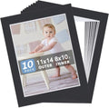 10 Pack Pre-Cut 11 x 14 Black Picture Mats for 8.5x11 Photos - size: 11x14 10pack black mat for 8.5x11