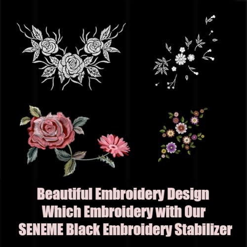 Black Cut Away Embroidery Stabilizer Backing (8 in x 50 yd Roll), Seneme Stabilizer for Embroidery Medium Weight 2.5 oz Cutaway Embroidery Stabilizers for Machine Embroidery Stabilizer and Hand Sewing