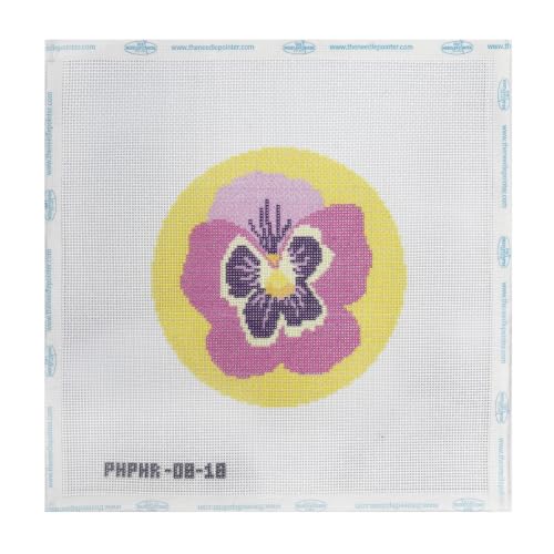 Howie's Needlepoint Flower Needlepoint Kits for Adults & Beginners, 18 Mesh Printed Needlepoint Canvas, Stamped Patterns Canvas Starter Kits(Violet Flower,5"x 5") - color: Violet Flower