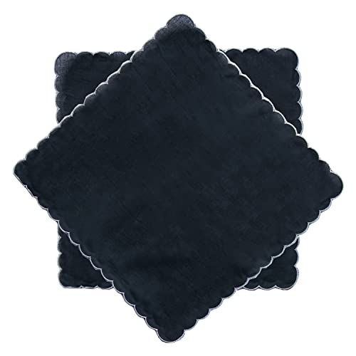 6 Pack of Ladies Embroidery Cotton Handkerchiefs Lace Wedding Hankies - color: E-6pcs Black
