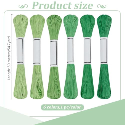FREEBLOSS 6Pcs Sashiko Thread Sashiko Skein 6 * 50M Pure Cotton Embroidery Thread Japanese Sewing Threads Quilting & Embroidery Sewing Kit Supplies 6 Green Theme Colors - color: Light Green