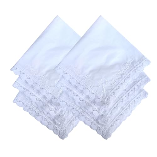 6 Pack of Ladies Embroidery Cotton Handkerchiefs Lace Wedding Hankies - color: A01-rose Card