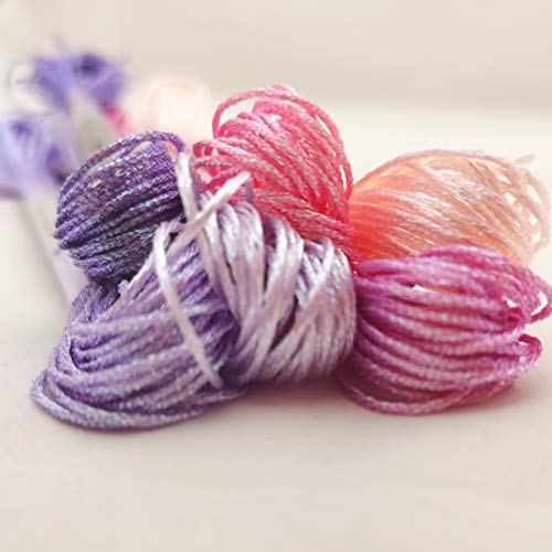 KCS 6-Strand Cross Stitch Metallic Variegated Pearl Shiny Embroidery Floss (6 skeins, Solid Color 9) - color: Solid color 9