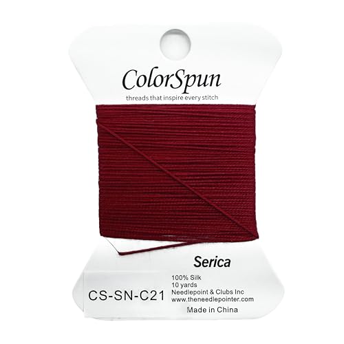 3-Strand Silk Needlepoint Thread, 10 Yard Smooth & Lustrous Silk Thread for Needlepoint, Hand Embroidery, Sewing & DIY Needlework to Family and Friends(Carmine red) - color: Carmine red