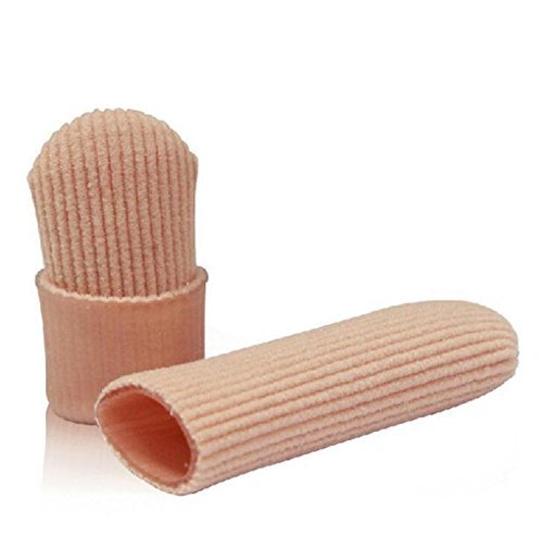 SOHLER 6 Packs Closed Toe Caps Finger Covers Sleeve Protectors, Stretchable Fabric Lined with Soft Gel (Small 3/8"x 2-1/2") - size: Small 3/8"x 2-1/2"