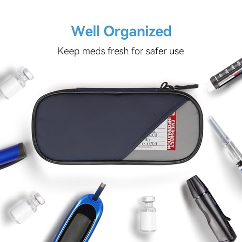 Gelozid Insulin Cooler Travel Case with 2 Reusable Ice Packs, Navy & Gray - color: Dark blue with Gray, size: Cooler Case