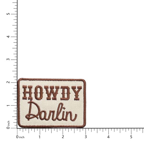 Howdy Darlin Patch, 3" x 2.25", Embroidered Iron-On for Hats, Bags, Jackets, 2-Pack - color: Howdy Darlin