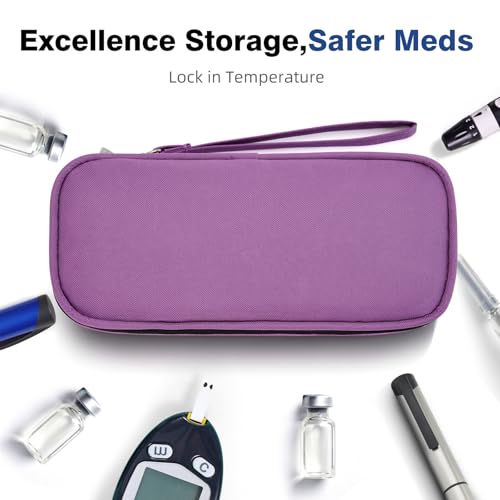 apollo walker Insulin Cooler Travel Case with Ice Packs and Insulation - color: Purple, size: Small
