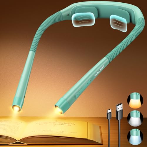 Glocusent Neck Light with Timer, 100 Hours Book Light for Bedtime Reading - color: Mint Green