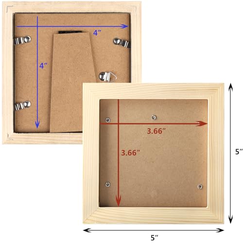 WUTL 4x4 Picture Frames Solid Wood Square Photo Frame Grain 6 Pack - color: Grain, size: 4x4