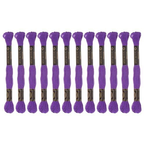 HARFINGTON 12 Skeins Embroidery Floss 8m Each Egyptian Long Fiber Cotton Cross Stitch Thread 26S/2x6 for Embroidery Projects Bracelet, Purple - color: Purple