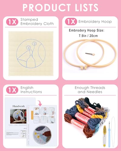 TINDTOP Punch Needle Kits, Punch Embroidery Kits for Adults - color: Grey Blue