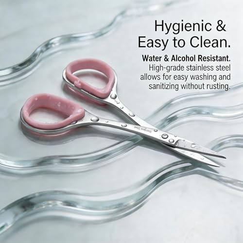 PAFASON Small Travel Sewing Embroidery Scissors Set Curve Straight Tip - color: Green+pink