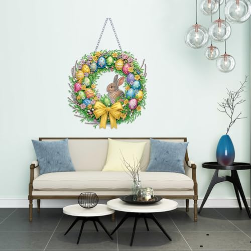 STGLCR Rabbit Easter Egg Diamond Art Hanging Kit for Adult,Special Shaped Rhinestone,Double Sided DIY Acrylic 5D Diamond Art Painting Window Pendants Home Garden Wall Hanging Kits Ornament 9.44inch - color: 74-rabbit Easter Egg Hanging
