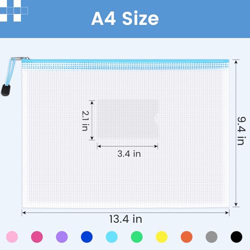Sooez 20 Pack Mesh Zipper Pouch Bags, A4 Letter Size, Classroom Zipper Bags - style: 20 Pack