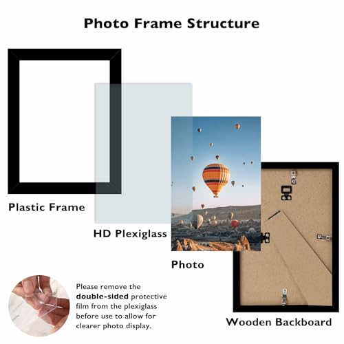 JCJMY 4x6 Picture Frame Black for Wall Hanging or Tabletop, Wall Mounting Horizontally or Vertically, 4 x 6 Wall Gallery Poster Photo Frame with Shatter Resistant Plexiglass, Black - color: Black, size: 4x6 inch