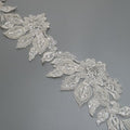 2yard Sequins Beaded Flower Embroidery lace Appliques for Wedding Dresses Rhinestone Applique Patches lace Trims parches ropa (Off White) (P3286A) - color: SPXB-P3286A-2yR22