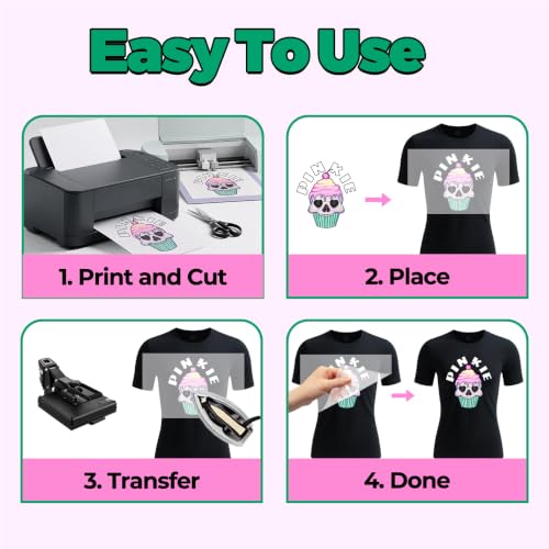 Lovein Pinkie Glow in the Dark Heat Transfer Paper, 10 Sheets, 8.5x11" - color: Glow, size: 10 Sheets