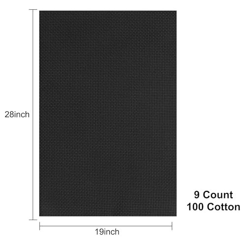 Aida Cloth 9 Count Cross Stitch Fabric,19×28inch (9CT,Black) - color: Black, size: 9CT