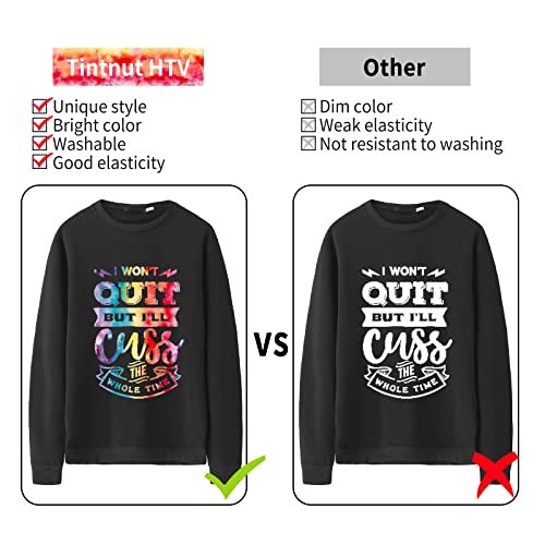 Tintnut Rainbow Watercolor Heat Transfer Vinyl,8 Pcs 12x10in HTV Vinyl - color: Light Watercolor