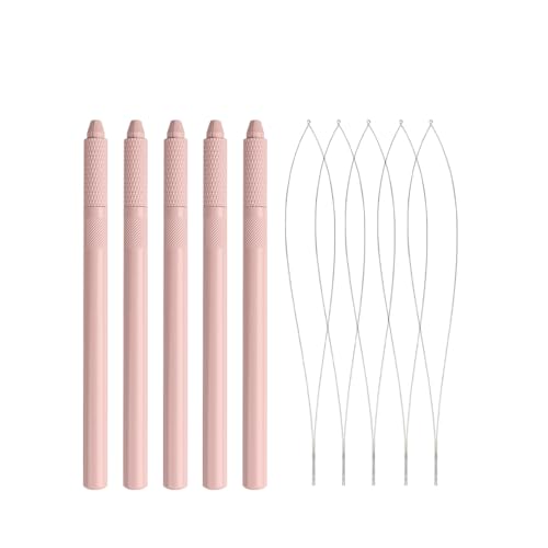 Hair Extension Loop Tool 5Pcs Pulling Needle Wire Loop Threader Hair Threader Removable Hair Extension Looper for Micro Rings Beads
