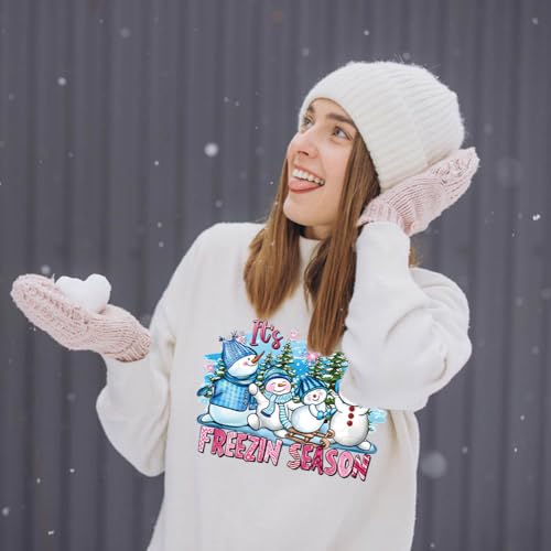 4 Packs Christmas Iron on Patches for Clothing Blue Theme Christmas Iron on Transfer Stickers Cute Snowman Dwarf Car Snowflake Design Ready to Press Decal Heat Transfer Vinyl Appliques for DIY T-Shirt - color: K
