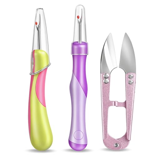 ZJO Seam Ripper and Thread Cutter Kit 2 Seam Rippers and 1 Thread Snips for Sewing, Quilting, and Embroidery Projects