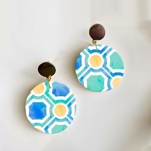 6 Pcs Transfer Paper for Polymer Clay, Triangles Circles Irregular Figure Pattern Clay Transfer Sheets, Water Soluble Polymer Clay Transfer Sheets Paper for DIY Jewelry Earrings Making 5.8"X3.9"